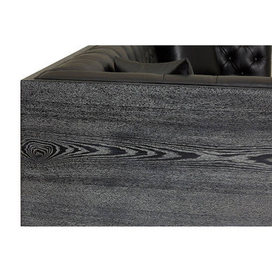 3 Seater Black Faux Leather Sofa, Raven