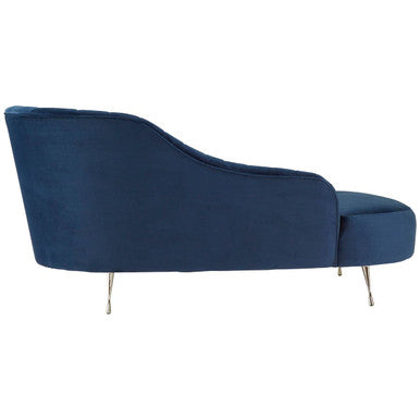 Rene Dark Blue Velvet Right Hand Chaise Longue - Image 4