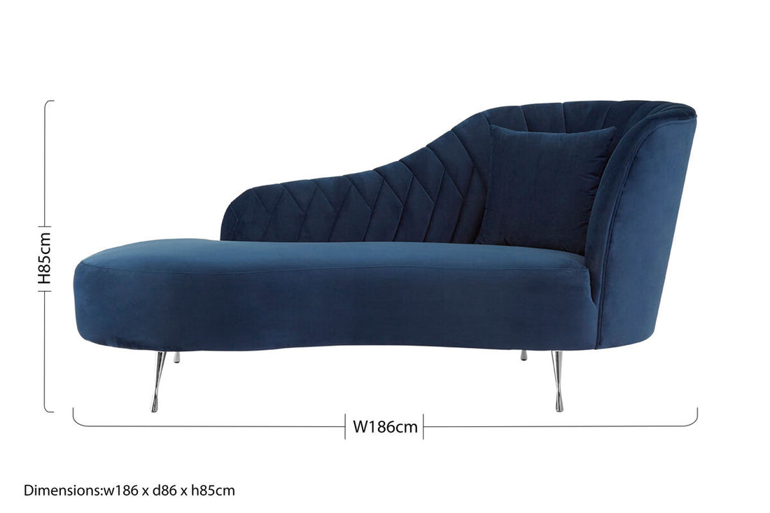 Rene Dark Blue Velvet Right Hand Chaise Longue - Image 7
