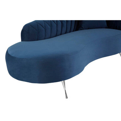 Rene Dark Blue Velvet Right Hand Chaise Longue - Image 6