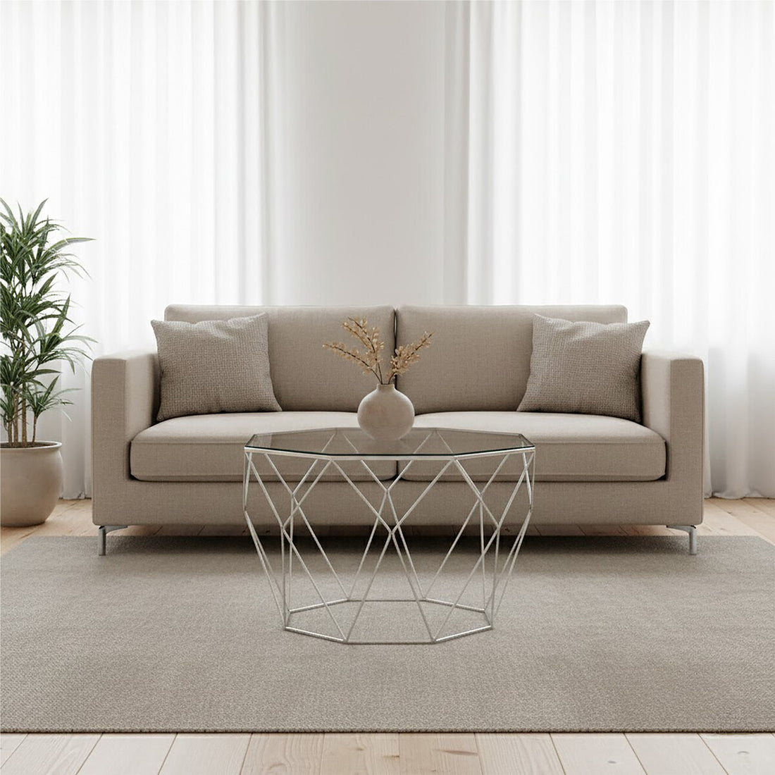 Shalimar Octagonal Silver Coffee Table