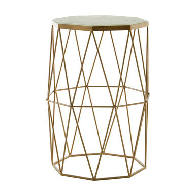 Shalimar Octagonal Marble And Gold Side Table
