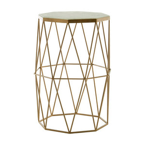 Shalimar Octagonal Marble And Gold Side Table