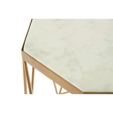 Shalimar Octagonal Marble And Gold Side Table