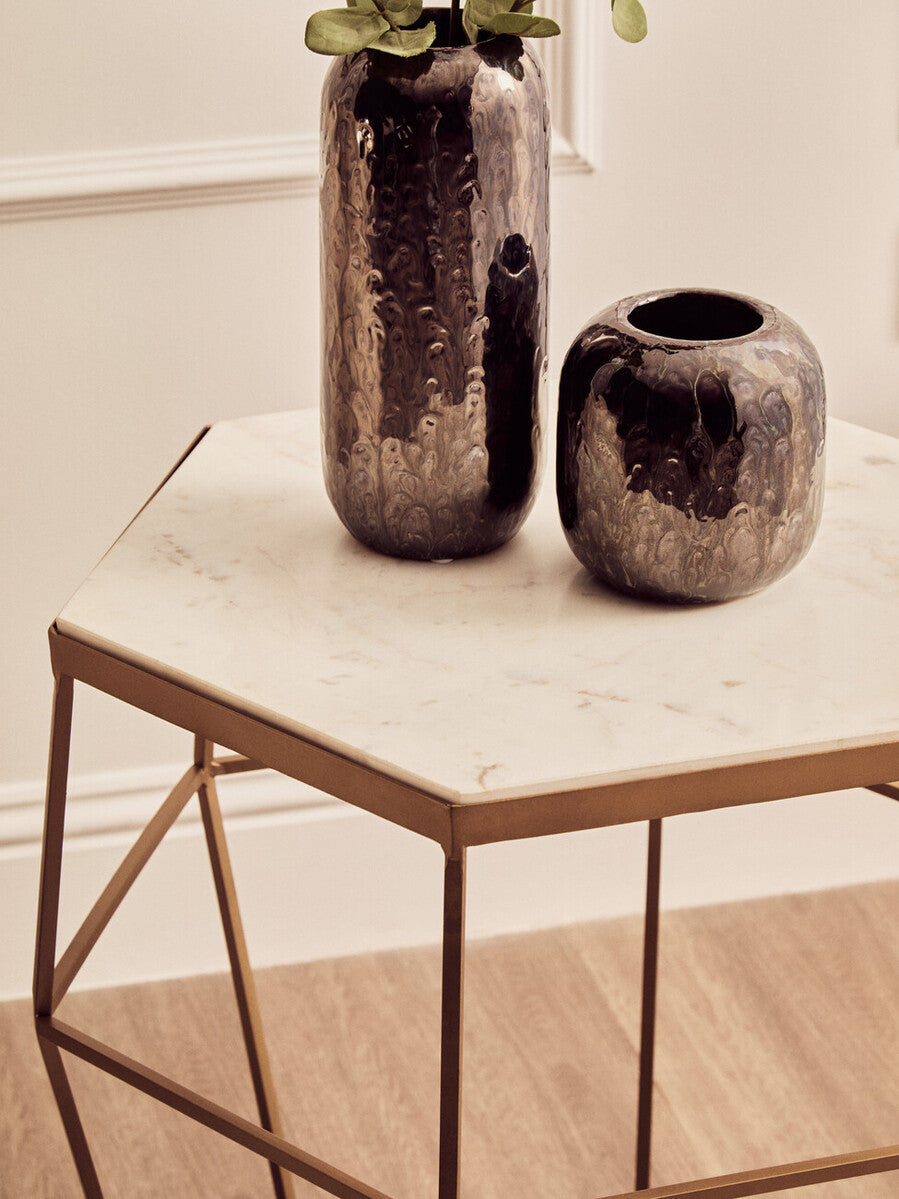 Shalimar Hexagonal Marble Top Side Table