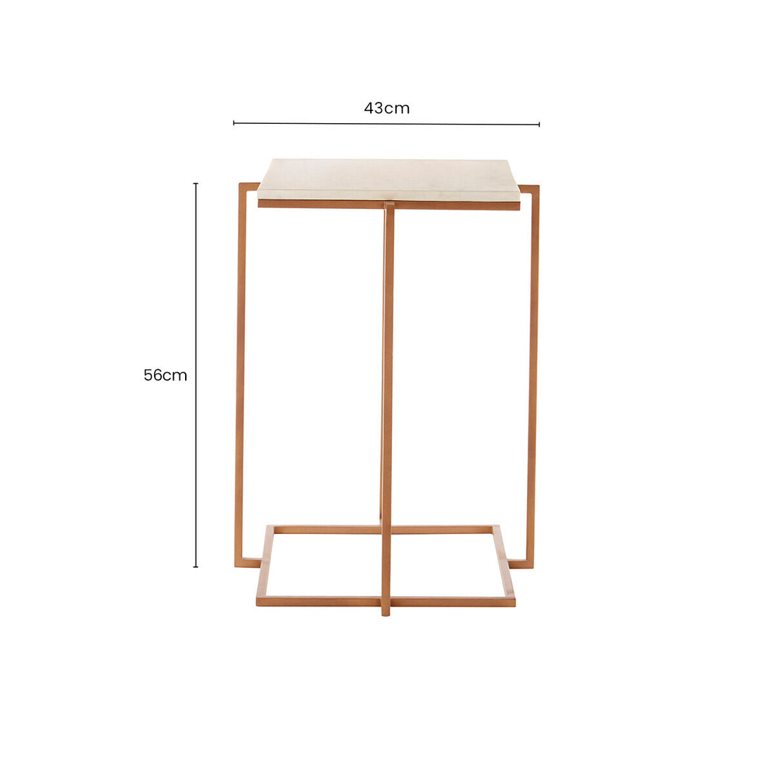 White Marble Top Side Table with Gold Finish Iron Legs, Shalimar