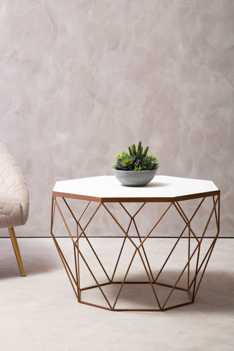Shalimar Octagonal White Marble Top Coffee Table
