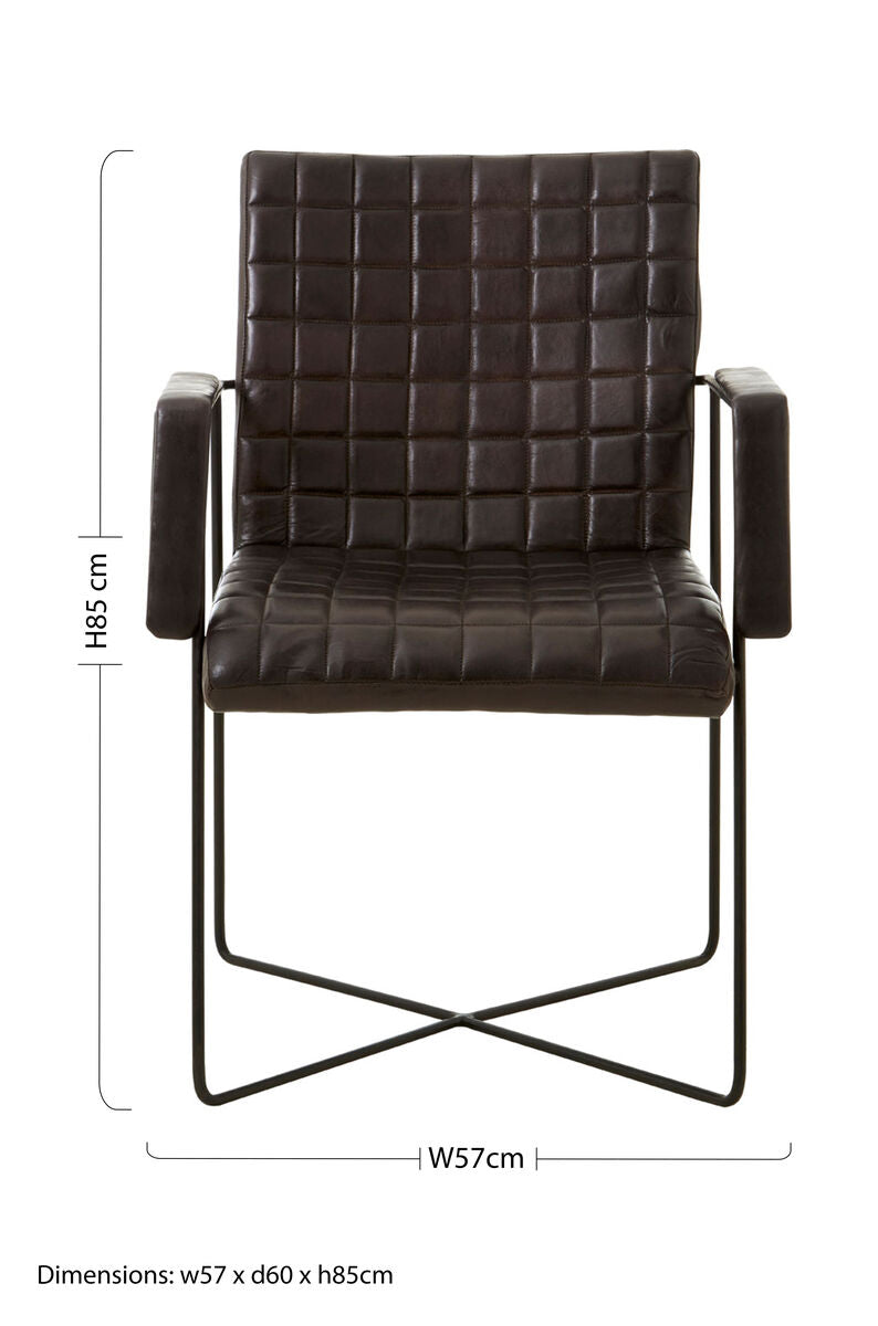 Buffalo Black Leather Weave Chair - Image 8