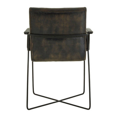 Buffalo Iron And Grey Leather Weave Chair - Image 5