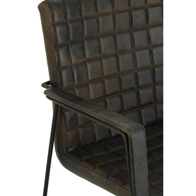 Buffalo Iron And Grey Leather Weave Chair - Image 6