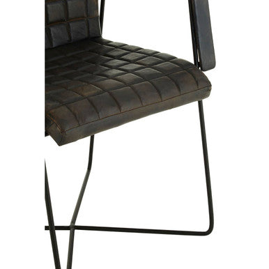 Buffalo Iron And Grey Leather Weave Chair - Image 8
