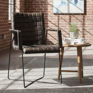 Buffalo Iron And Grey Leather Weave Chair