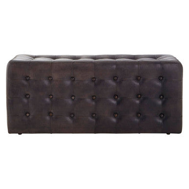 Dark brown tufted bench on a white background