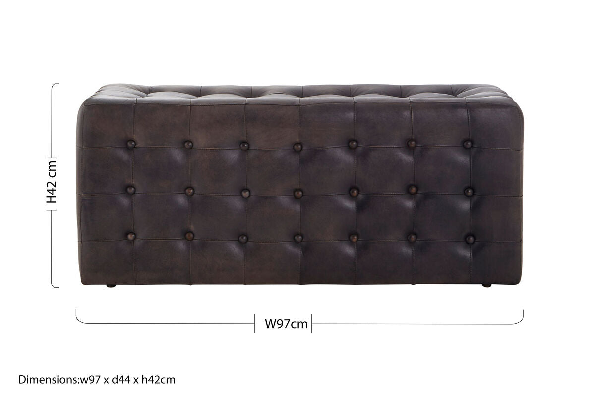 Buffalo Antique Brown Button Tufted Leather Ottoman