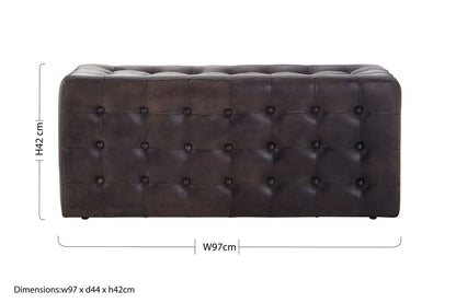 Buffalo Antique Brown Button Tufted Leather Ottoman
