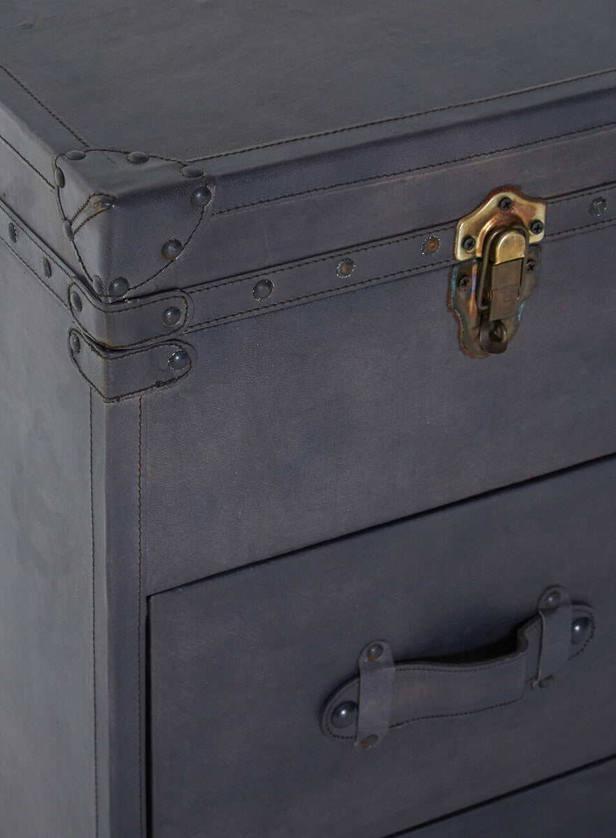 Buffalo Blue Leather Storage Chest