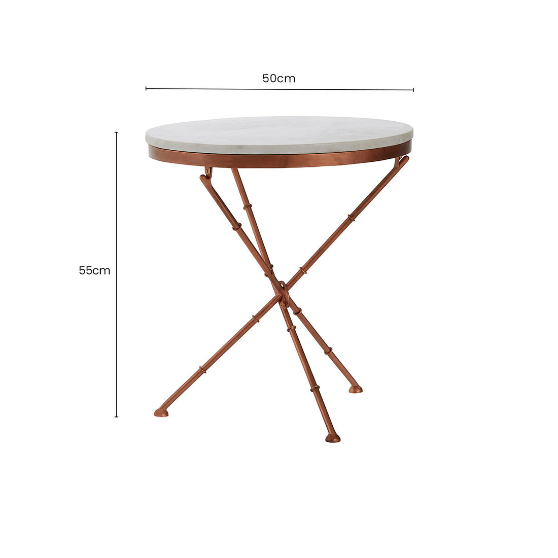White Marble Top Cross Leg Table With Metal Finish, Nirav