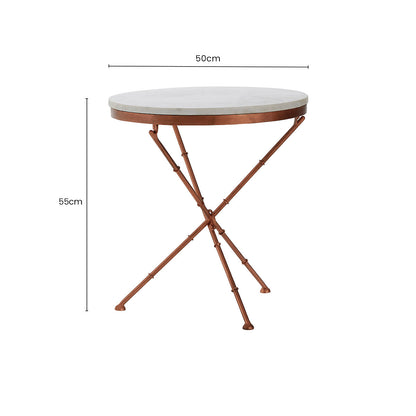White Marble Top Cross Leg Table With Metal Finish, Nirav