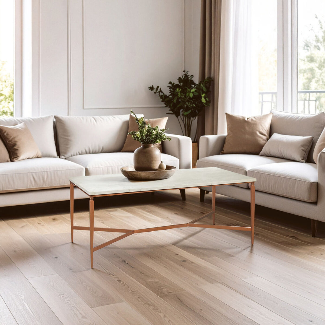 Nirav White Marble Top Coffee Table