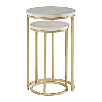 Nirav White Marble Large Nesting Tables - Image 5