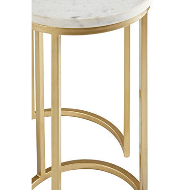 Nirav White Marble Large Nesting Tables