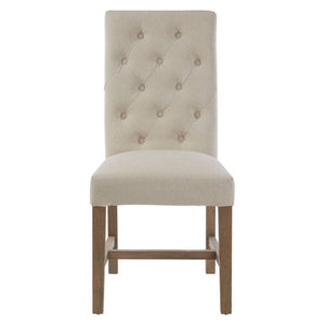 Lyon Beige Linen and Oak Wood Dining Chair