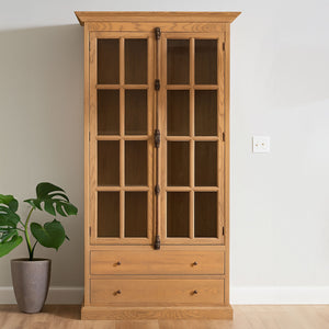 Lyon Grey Wash Oak Wood Tall Cabinet with Drawers