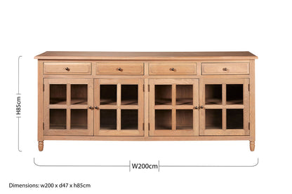 Lyon Oak Wood Sideboard in Washed Grey Finish