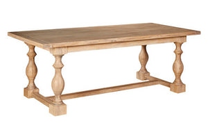 Brown American Oak Wood Whitewash Top Black Dining Table with Carved Legs, Lyon