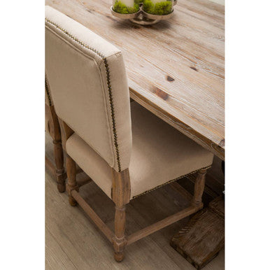 Lyon Linen Dining Chair with Oak Wood Whitewash Finish - Image 4