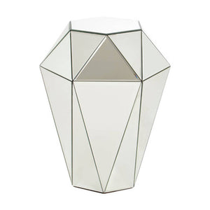 Kensington Townhouse Silver Finish Mirrored Faceted Side Table