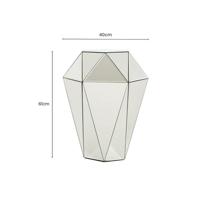 Silver Opulent Faceted Mirrored Side Table, Kensington Townhouse