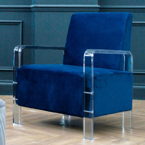 Clarence Navy Blue Velvet Armchair