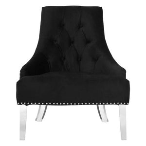 Clarence Button Tufted Black Velvet Chair