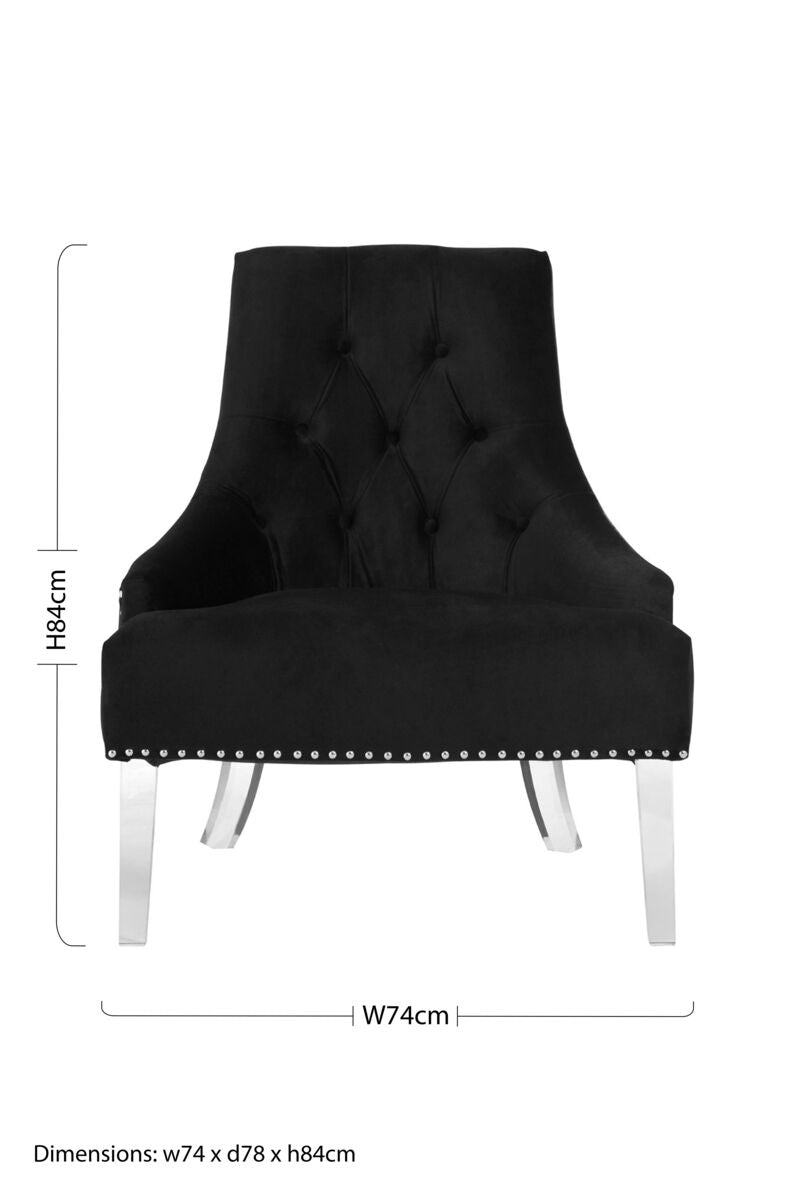 Clarence Button Tufted Black Velvet Chair