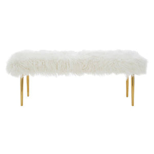 Clarence Fur Effect Bench with Gold Legs