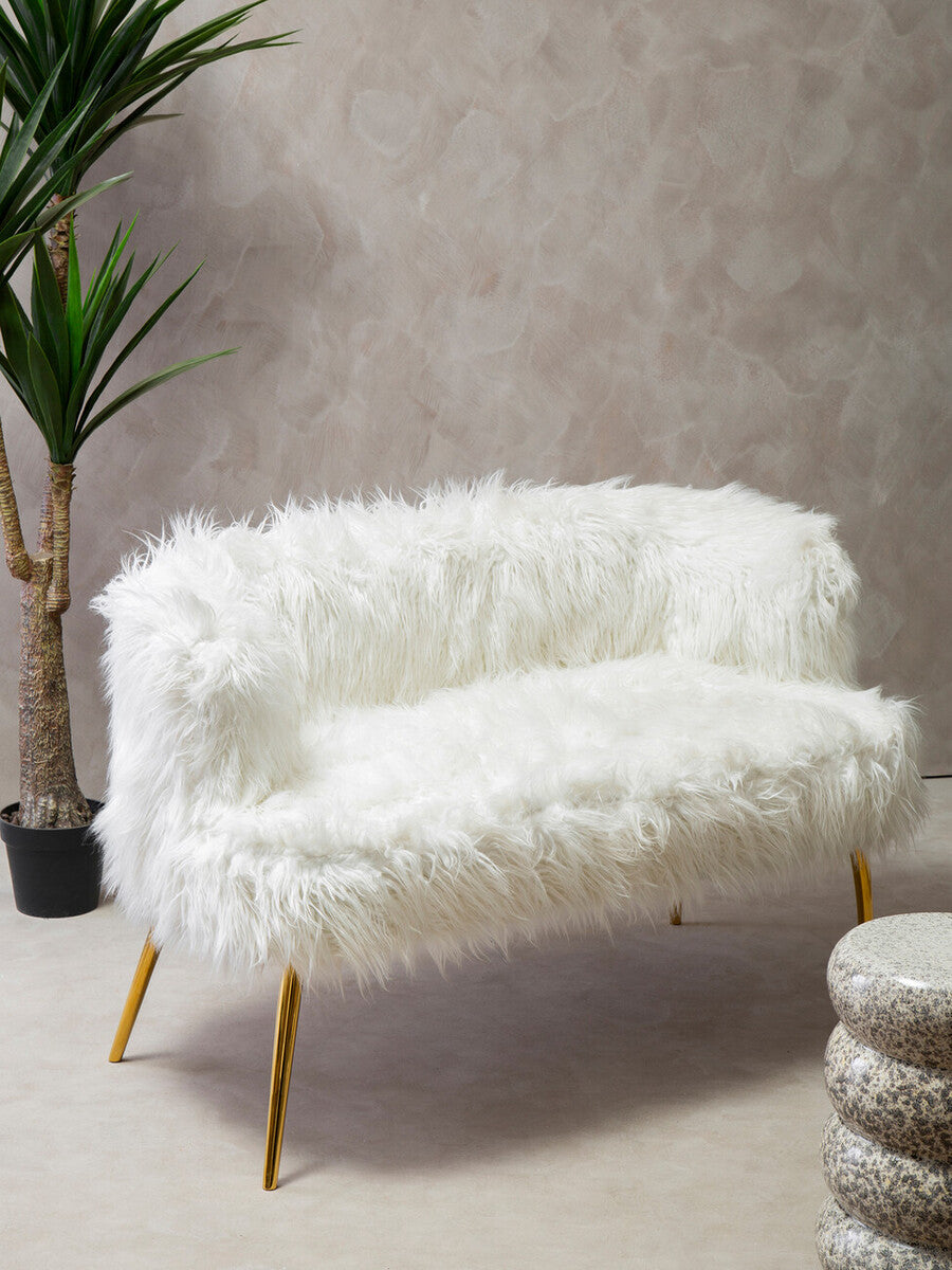 Fur Effect Sofa with Gold Legs, Clarence - Image 5