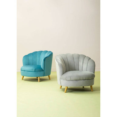 Orlina Grey Velvet Chair With Gold Wood Legs