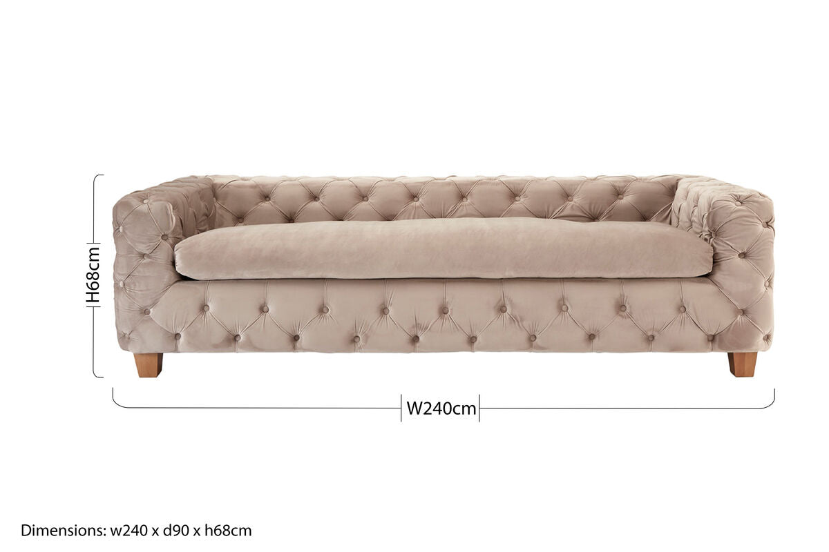 Ophelia 3 Seat Coffee Velvet Sofa