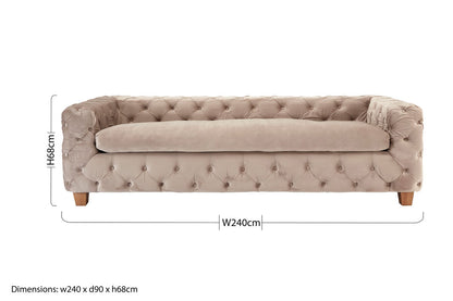 Ophelia 3 Seat Coffee Velvet Sofa