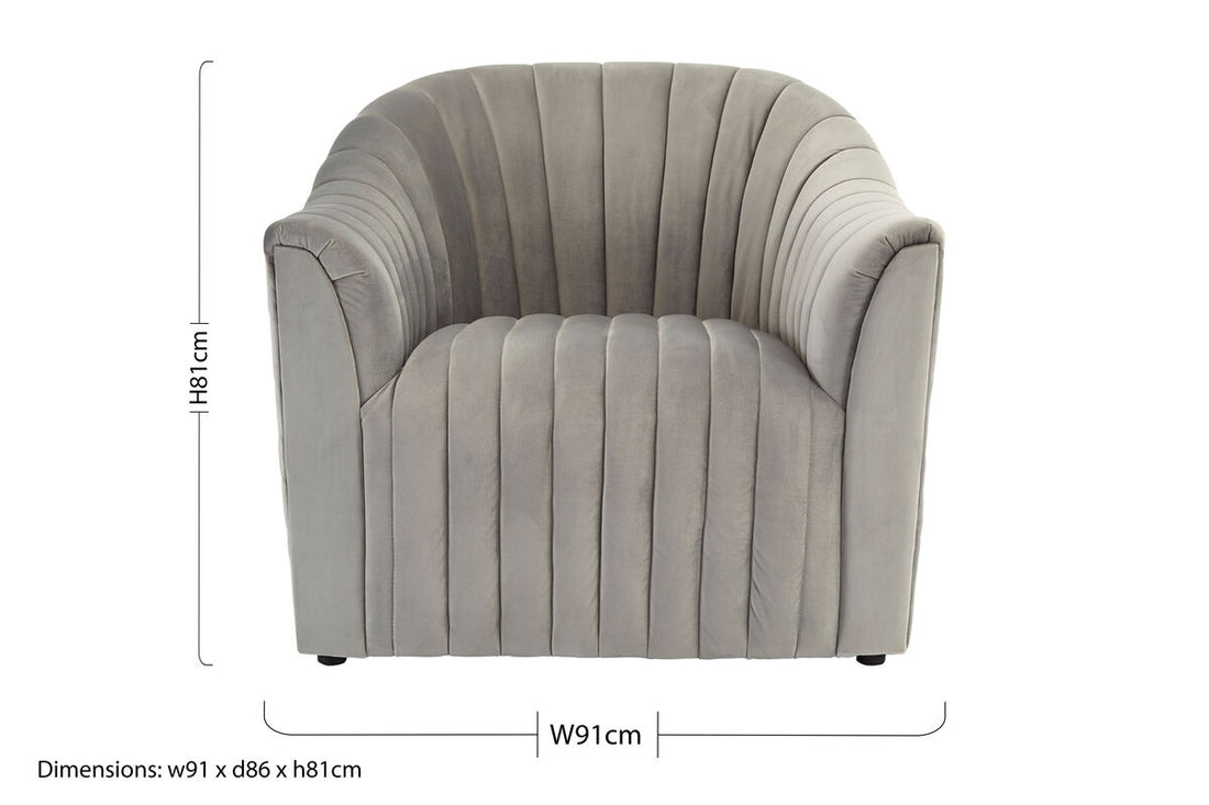 Opel Grey Velvet Armchair - Image 8