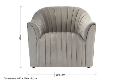 Opel Grey Velvet Armchair