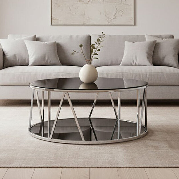 Alvaro Round Chrome Finish Coffee Table