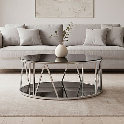 Alvaro Round Chrome Finish Coffee Table