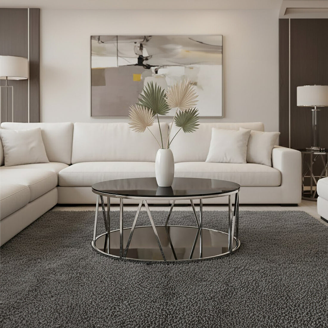 Alvaro Round Chrome Finish Coffee Table - Image 3