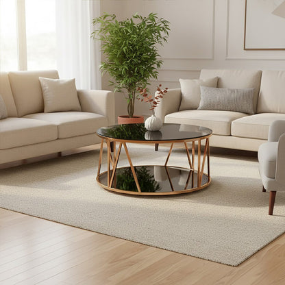 Alvaro Round Rose Gold Finish Coffee Table