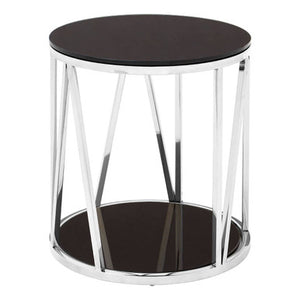 Alvaro Round Chrome Finish Side Table