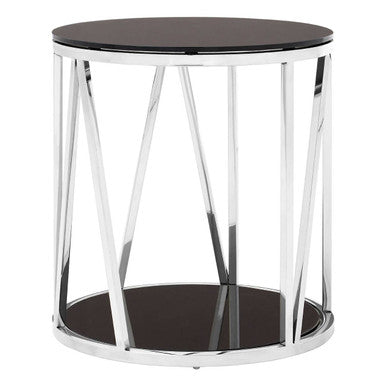 Alvaro Round Chrome Finish Side Table