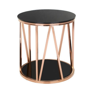Alvaro Round Rose Gold Finish Side Table