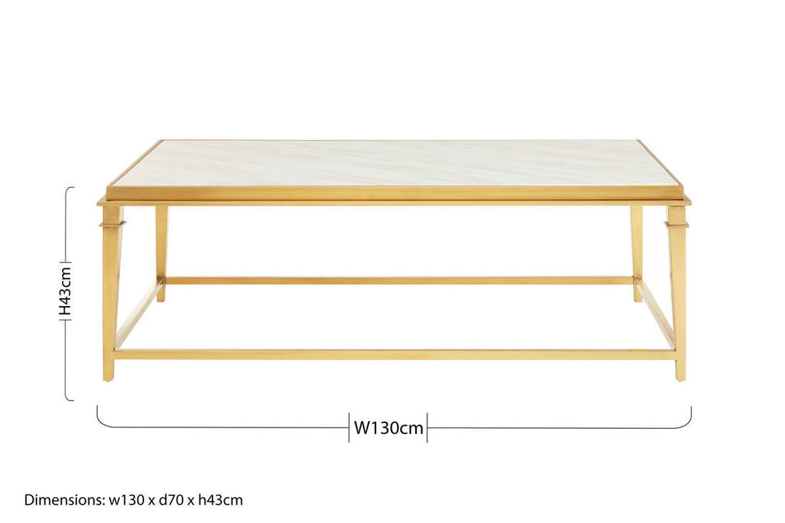 Alvaro Rectangular Coffee Table With White Marble Top - Image 9